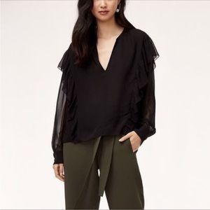 Wilfred ruffle blouse in size small in black
